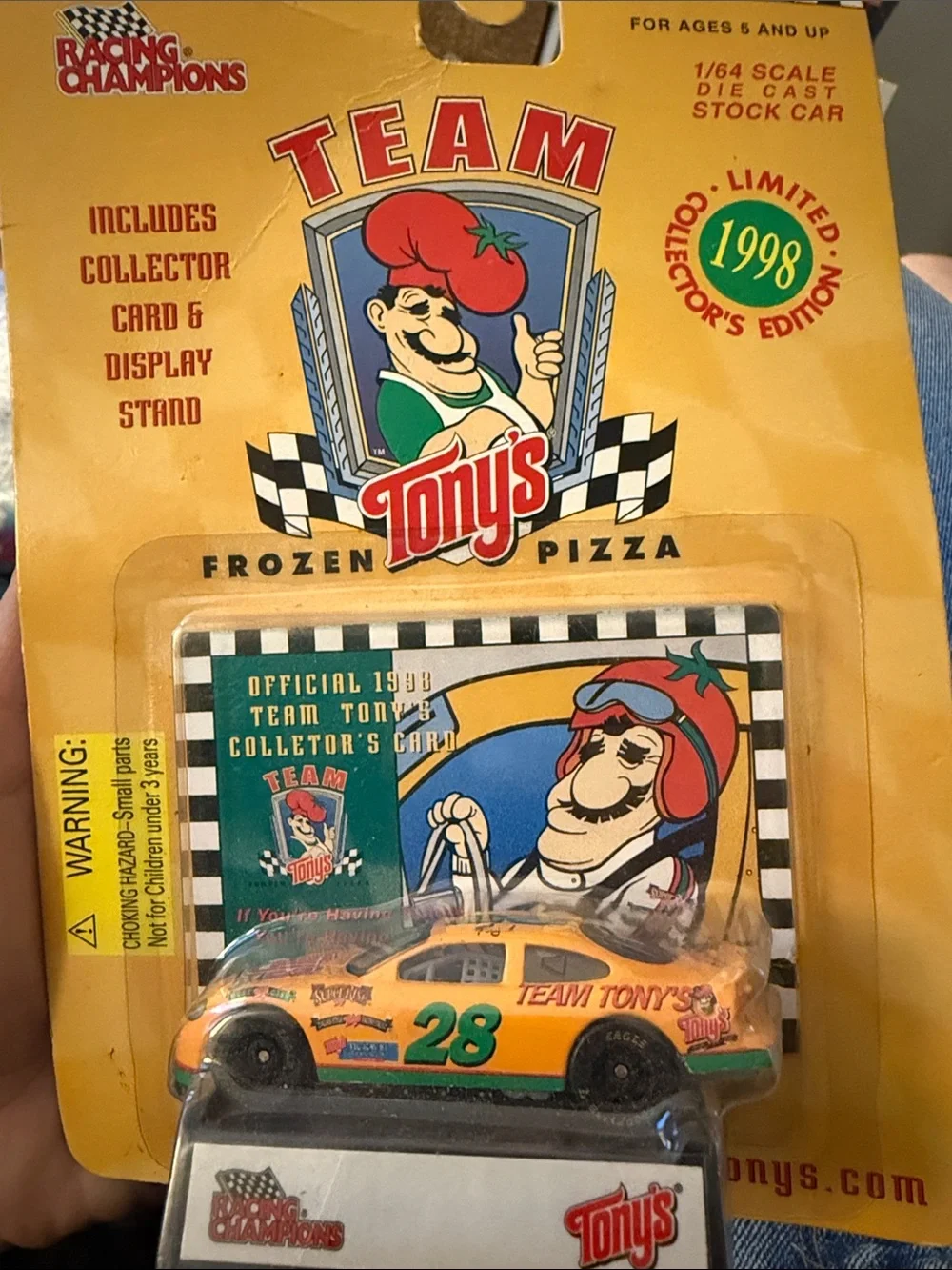 1998 collectors edition Team Tony's Kids Die-Cast Race Car - Yellow & Green